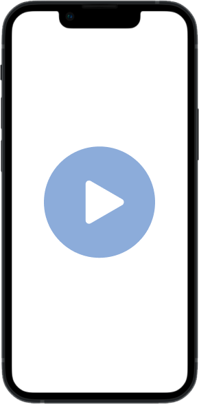 Smartphone with a blue play button icon centered on a white screen.